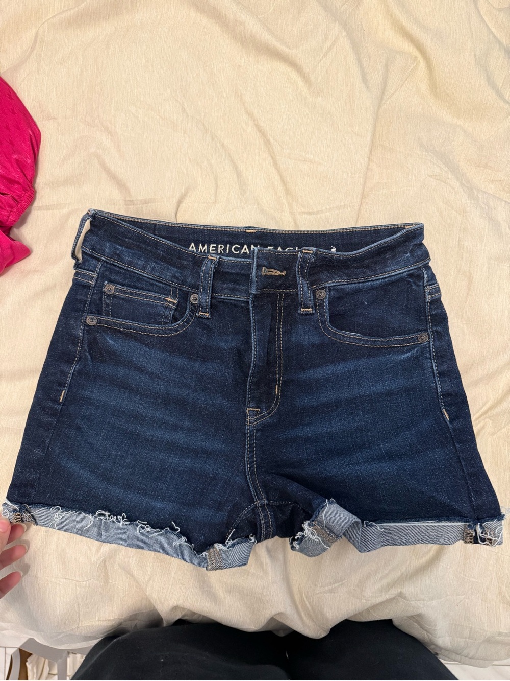 American Eagle Outfitters Dark Indigo Roll-Cuff Denim Shorts